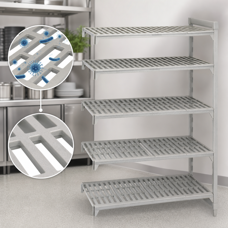 Product image #4 for Cambro Camshelving Premium 5-Tier Vented Stationary Add-On Shelving Unit, 21 x 30 x 72 Inches, Speckled Gray