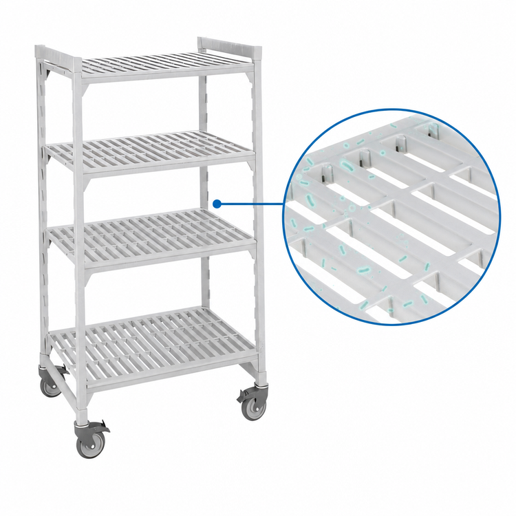 Product image #4 for Cambro Camshelving Premium 4-Tier Vented Mobile Starter Unit, 21 x 42 x 67-1/4 Inches, Speckled Gray
