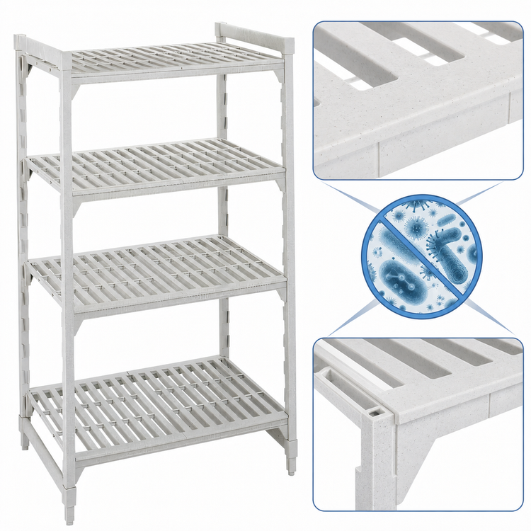 Product image #4 for Cambro Camshelving Premium 4-Shelf Vented Stationary Starter Unit, 18 x 60 x 72 Inches, Speckled Gray