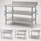 Thumbnail image #3 for Eagle Group 30144SADJUS-18/4 Adjustable Stainless Steel Work Table Undershelf, 144"W x 30"D, for Uni-Lok Hat Channel Frames