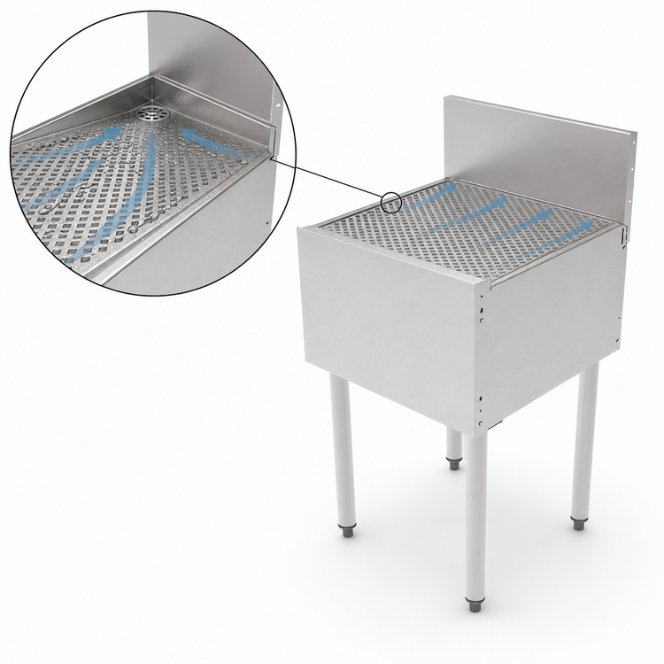 Product image #4 for Perlick Top Shelf TS22DB 22-Inch Freestanding Stainless Steel Underbar Drainboard