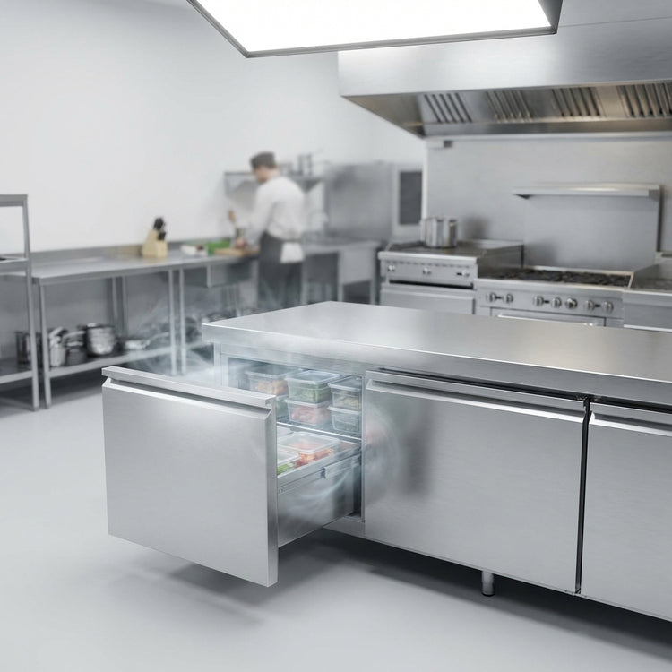 Product image #2 for Victory CBF96HC 96"W Two-Section Chef Base Freezer with V-Core™ Cooling