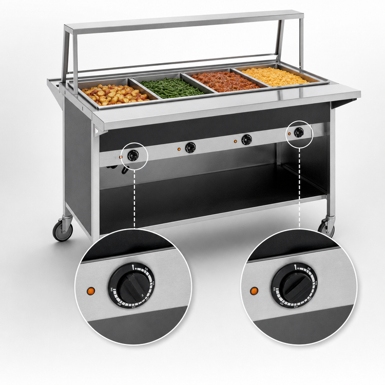 Product image #3 for Atlas Metal CAIH-2 2-Well Electric Mobile Hot Food Serving Counter