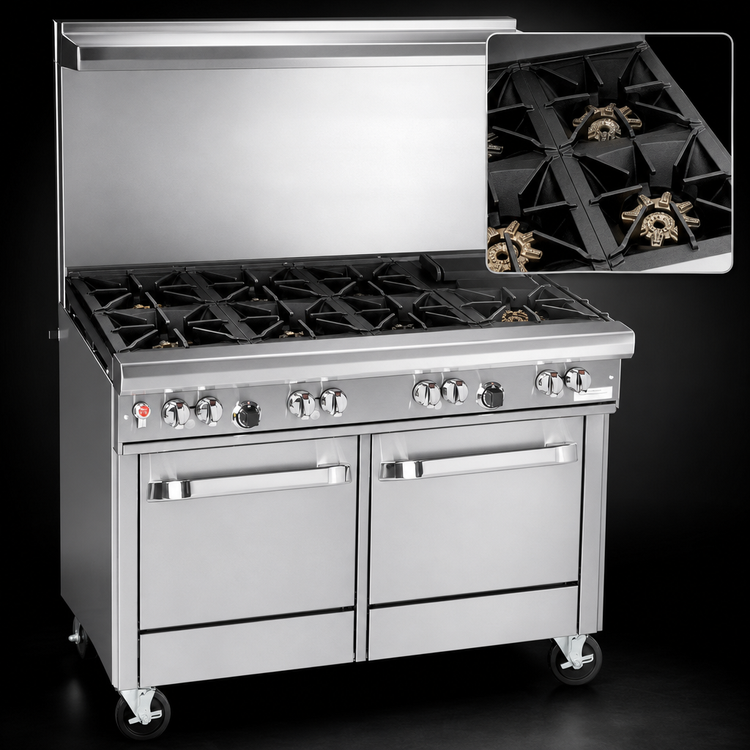 Product image #3 for Southbend Ultimate 48-Inch Gas Restaurant Range with 6 Open Burners and 2 Space-Saver Ovens