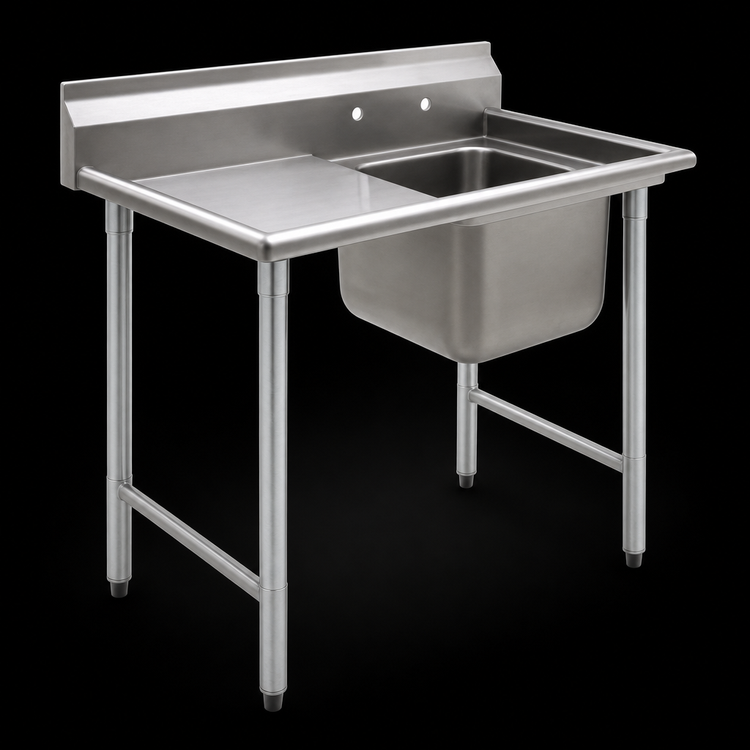 Product image #3 for Eagle Group 414 Series One-Compartment Sink with Left Drainboard, 430 Stainless Steel Top, 38-7/8 in. W x 27-1/2 in. D