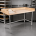 Thumbnail image #3 for John Boos 60 x 30-Inch Bakers' Work Table with 1-3/4-Inch Maple Top, 4-Inch Coved Riser, and Stainless Steel Base