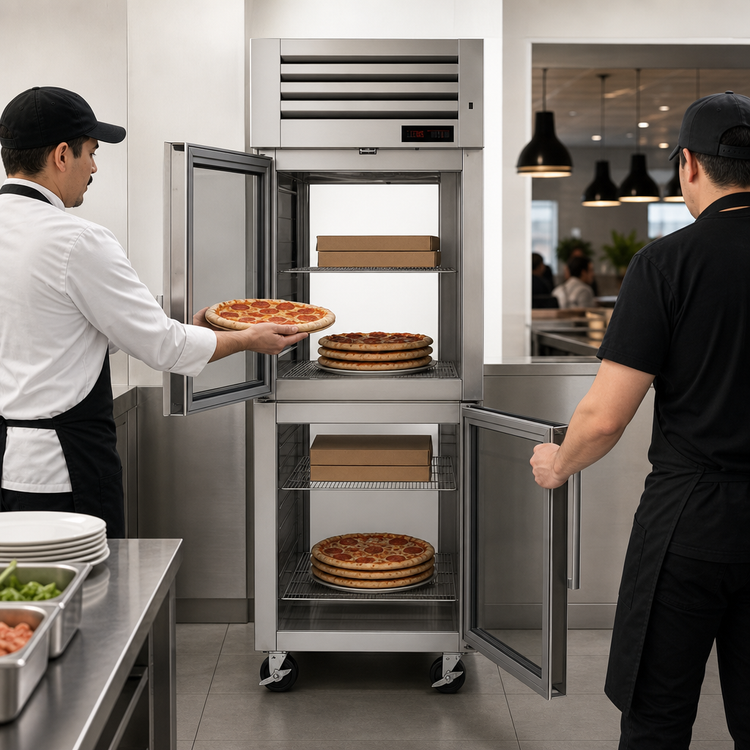 Product image #4 for Turbo Air PRO Series Pass-Thru Heated Pizza Holding Cabinet, One-Section, 28 Cu. Ft., Half Glass Doors