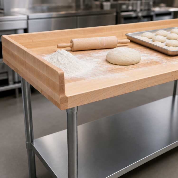 Product image #3 for John Boos 72 x 24 Inch Bakers' Table Work Table with Northern Hard Rock Maple Top and Stainless Steel Undershelf