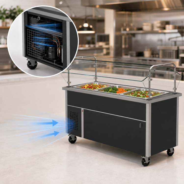 Product image #3 for Randell Mobile Refrigerated Cold Food Table, Open Base, 48 Inch, 3 Pan Capacity