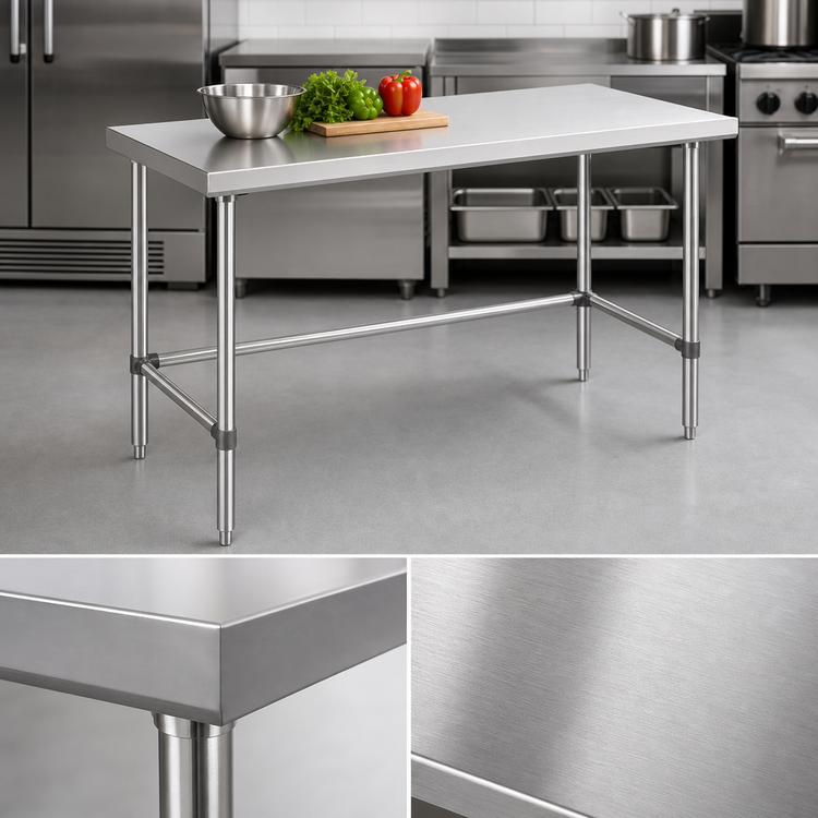 Product image #3 for Sapphire 60-Inch x 14-Inch Stainless Steel Flat Top Work Table with Open Base