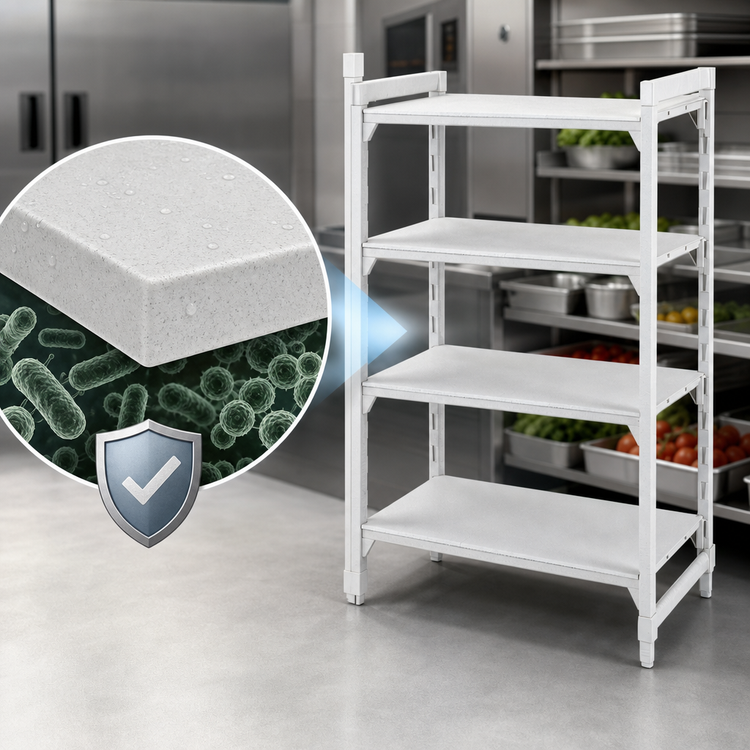 Product image #4 for Cambro Camshelving Premium 4-Shelf Solid Stationary Starter Unit, 21 x 60 x 64 Inches, Speckled Gray