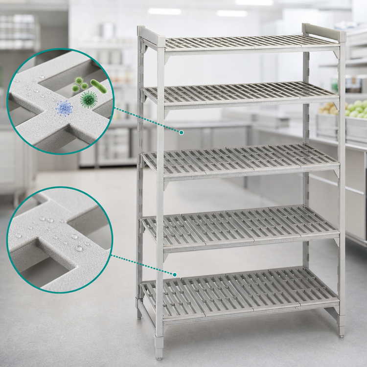 Product image #4 for Cambro Camshelving Premium 5-Tier Vented Stationary Starter Unit, 21 x 60 x 64 Inches, Speckled Gray