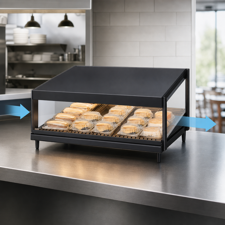 Product image #3 for Hatco Glo-Ray Countertop Pass-Through Merchandising Warmer with Slanted Shelf and 8 Rods, 41-Inch