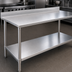 Thumbnail image #3 for Deluxe Series Stainless Steel Work Table with 4-1/2-Inch Backsplash and Undershelf, 120-Inch Wide x 36-Inch Deep