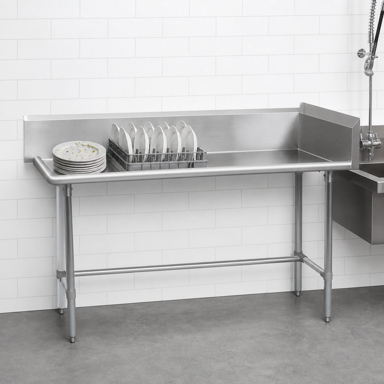 Product image #3 for John Boos Pro-Bowl 60-Inch Straight Clean Dish Table, Left-to-Right, 14 Gauge 300 Series Stainless Steel