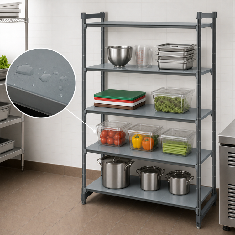 Product image #3 for Cambro Camshelving Basics Plus 4-Tier Solid Stationary Starter Unit, 18" x 60" x 64"