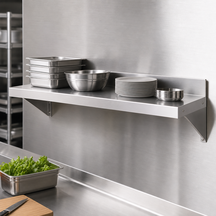 Product image #3 for Turbo Air Wall-Mounted 304 Stainless Steel Shelf, 84 x 12 Inches
