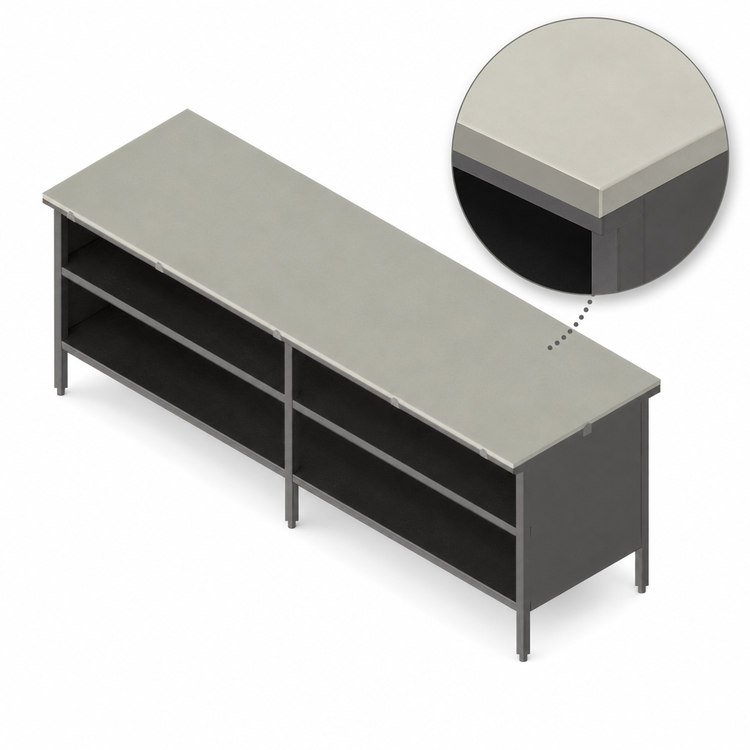 Product image #3 for John Boos 132-Inch x 30-Inch Poly Top Open-Front Cabinet Base Work Table