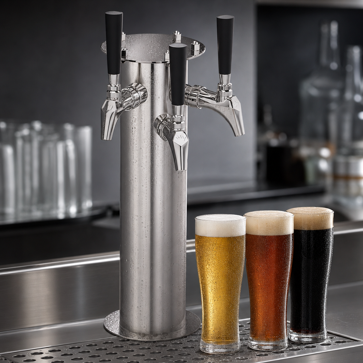 Product image #3 for Krowne Triple Faucet Glycol-Cooled Frankenstein Beer Tower, Brushed Stainless Steel