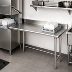 Thumbnail image #3 for Eagle Group CDTL-48-16/4-SL-X Straight Stainless Steel Clean Dishtable, Right-to-Left, 48 x 30 Inches, 16 Gauge, 8-Inch Backsplash