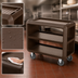 Thumbnail image #4 for Cambro Service Cart Pro Large Open-Side 3-Shelf Bus Cart, Dark Brown