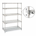 Thumbnail image #3 for Metro Super Erecta 5A457C 5-Shelf Chrome Wire Shelving Starter Unit, 48"W x 21"D x 74"H
