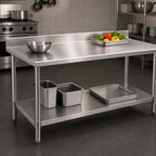 Thumbnail image #3 for Eagle Group Deluxe T3072SEB-BS-3VP Stainless Steel Work Table, 72 x 30 in, 16-Gauge 300 Series, 4-1/2 in Backsplash, Undershelf Case of 3
