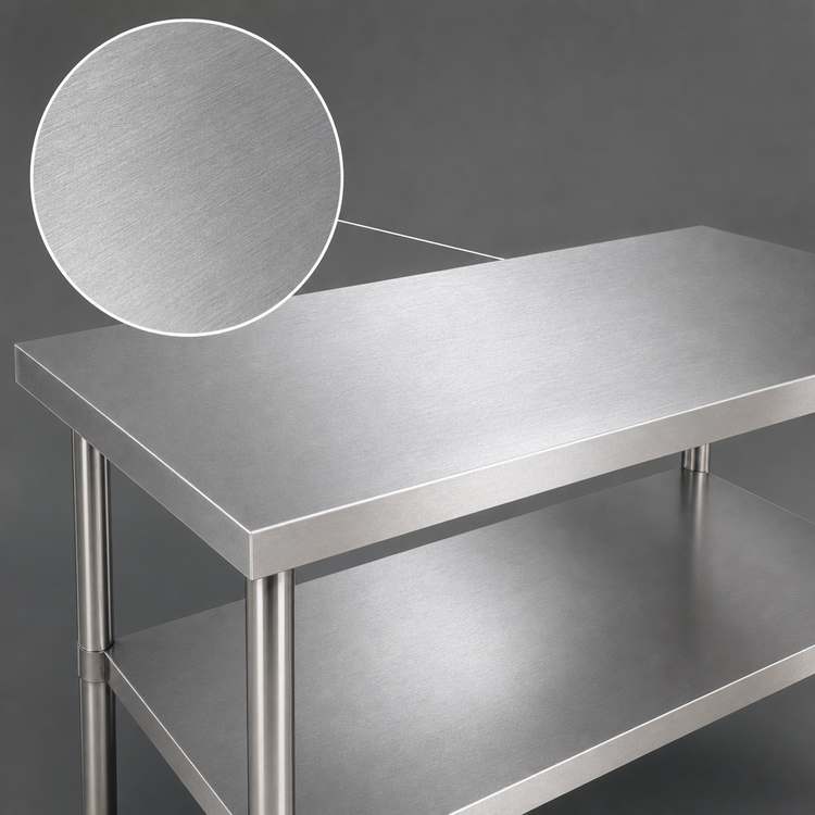 Product image #3 for Heavy-Duty 72-Inch x 30-Inch 16-Gauge 430 Stainless Steel Flat Top Work Table with Undershelf