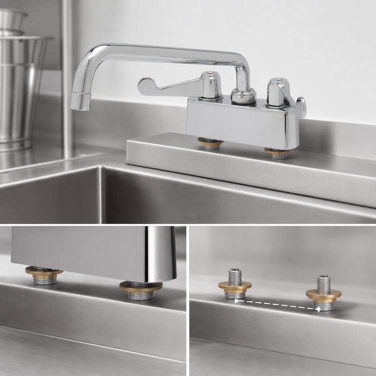 Product image #3 for equip 4" Deck Mount Workboard Mixing Faucet with 12" Swing Nozzle