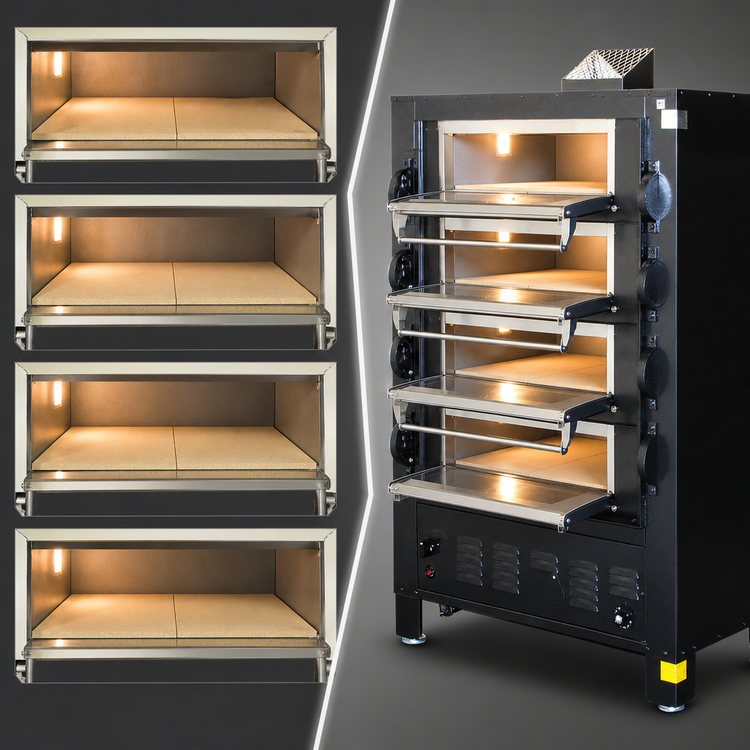 Product image #4 for Peerless 2324P 4-Deck Gas Multideck Pizza Oven with 33" x 22" Stone Decks