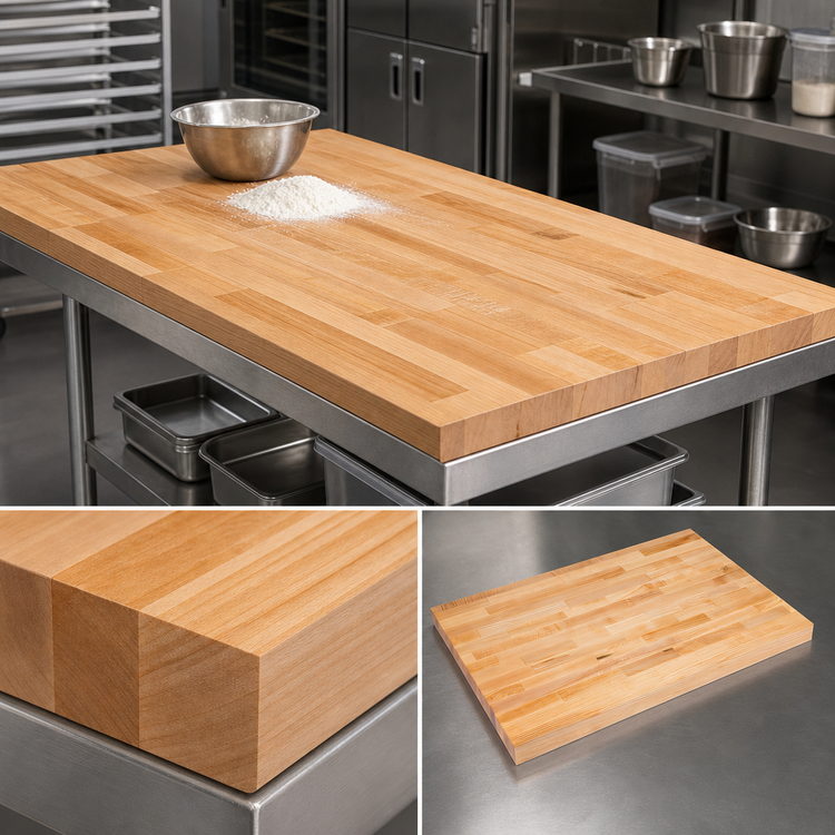Product image #3 for John Boos 96 Inch x 30 Inch x 2-1/4 Inch Edge Grain Northern Hard Rock Maple Work Table Top