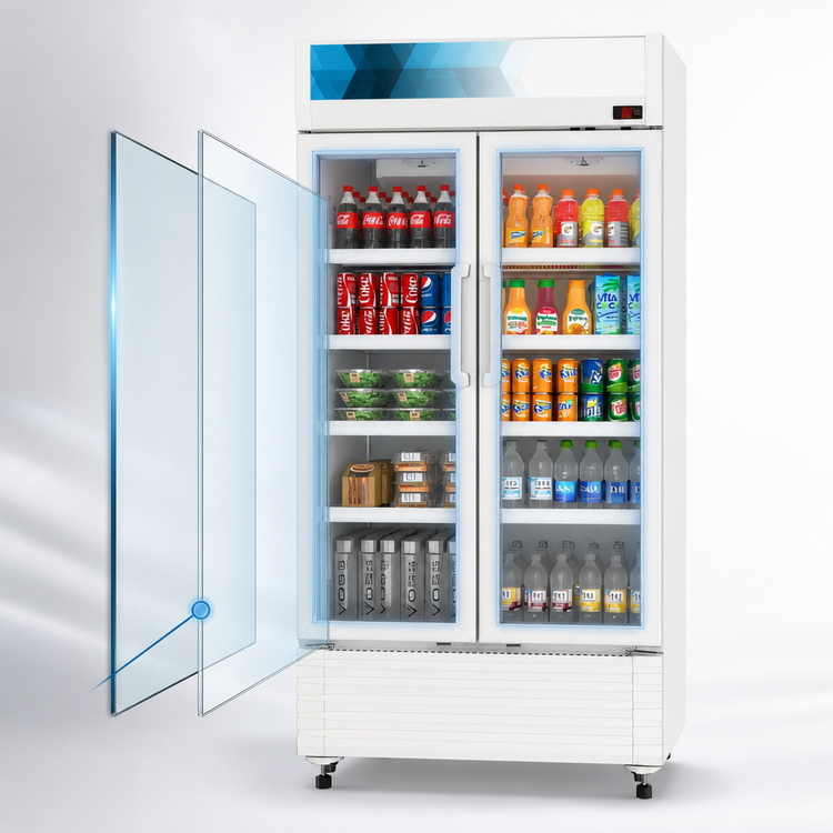 Product image #4 for KoolMore Slim Commercial 39-Inch 2-Glass-Door Merchandiser Refrigerator, 21.9 Cu. Ft., Bottom-Mounted, 115V