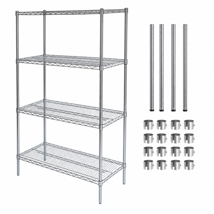 Product image #3 for CAC China Heavy Duty Chrome Wire Shelving Set, 48 x 24 x 72 Inches