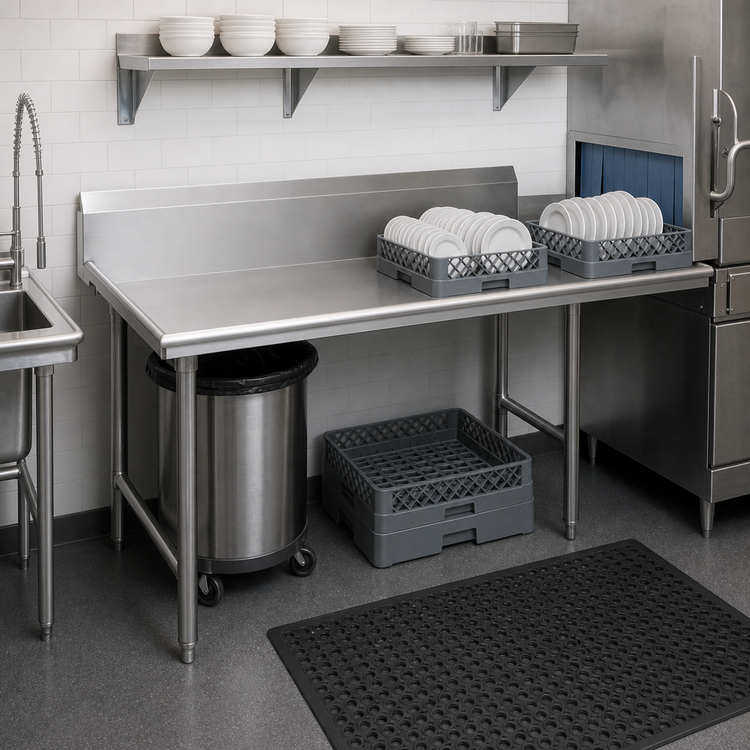 Product image #3 for John Boos Pro-Bowl 96-Inch Clean Straight Dish Table, Right-to-Left, 16-Gauge 304 Stainless Steel