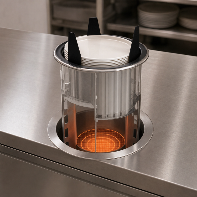 Product image #3 for Atlas Metal Heated Drop-In Shielded Plate Dispenser for 14-1/2 Inch Round Plates