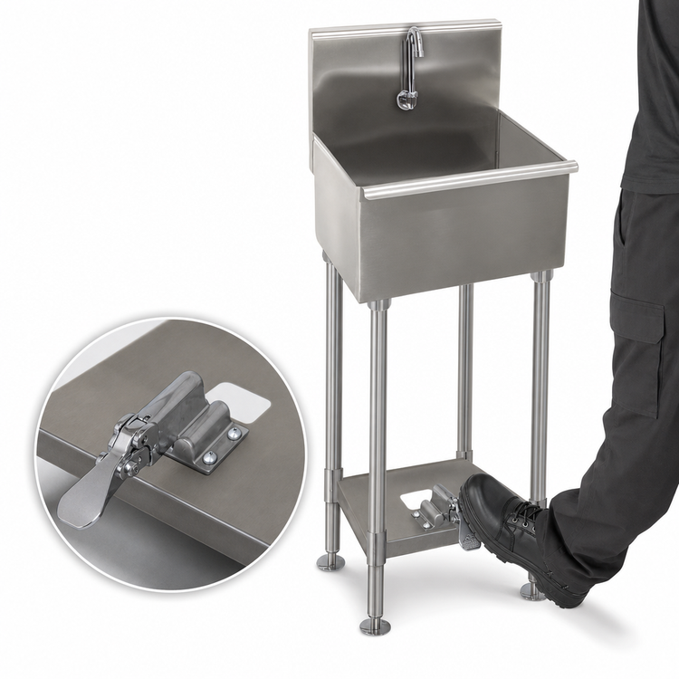 Product image #3 for Advance Tabco 19-FM-23KV Single-Station Floor-Mounted Knee-Operated Hand Wash Sink with Faucet, 23 Inch Wide
