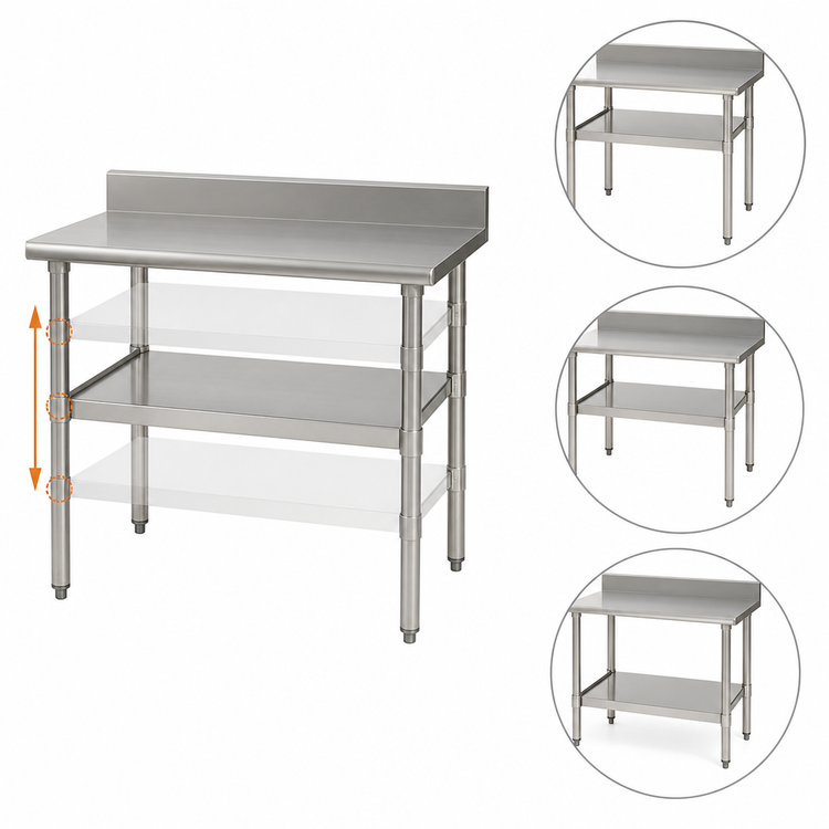 Product image #3 for Eagle Group Adjustable Stainless Steel Work Table Undershelf for Uni-Lok Hat Channel Frame Tables, 72 x 30 Inches