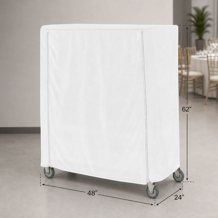 Product image #3 for Metro Waterproof Vinyl-Nylon Coated Queen Mary/Banquet Cart Cover with PVC Zipper, White, 48 x 24 x 62 Inches