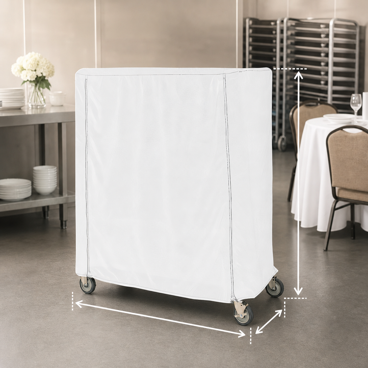 Product image #3 for Metro 48 x 24 x 62 Inch White Uncoated Knitted Polyester Queen Mary & Banquet Cart Cover