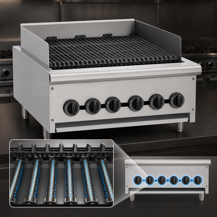 Product image #3 for Wells HDCB-3630G 36-Inch Countertop Natural Gas Charbroiler with 6 Cast Iron Radiant Burners