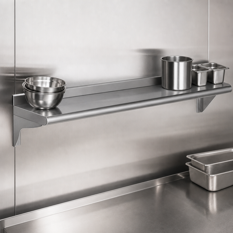 Product image #3 for Eagle Group 108" x 10" Wall-Mounted 16 Gauge 304 Stainless Steel Shelf