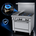 Thumbnail image #3 for Garland GF Starfire Pro 36 Inch Gas Restaurant Range with 4 Open Burners, 12 Inch Thermostatic Griddle, and Standard Oven