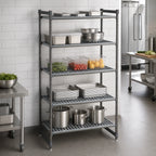 Thumbnail image #3 for Cambro Camshelving® Basics Plus CBU213064V5580 5-Tier Stationary Polymer Shelving Starter Unit, 21 x 30 x 64 Inches, Brushed Graphite