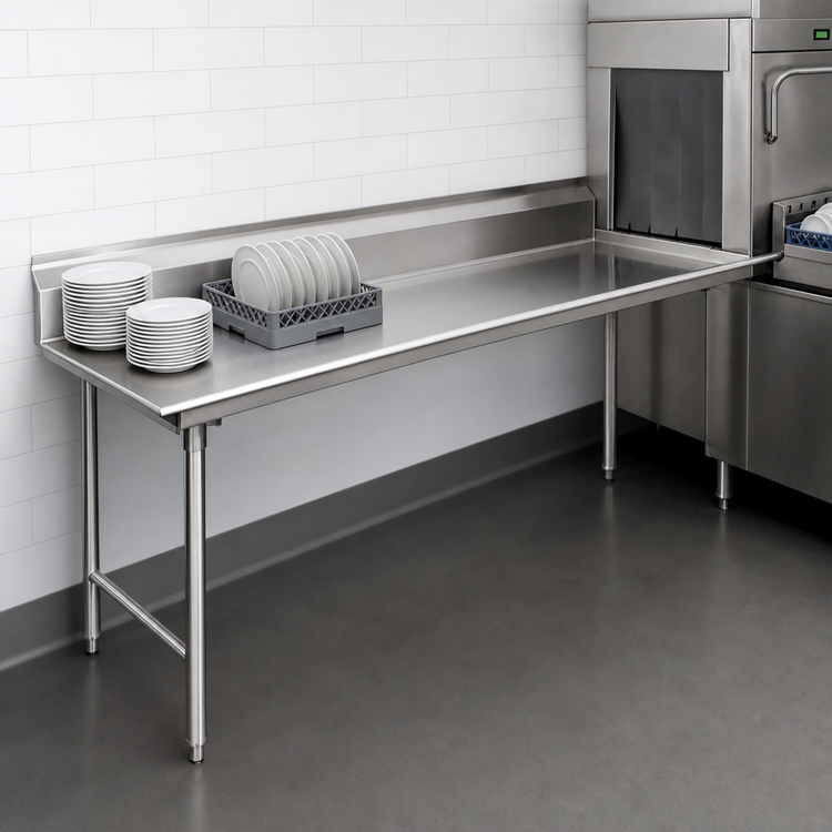 Product image #3 for Spec-Master Straight Clean Dishtable, 96 x 30 Inch, Right-to-Left Operation, 14/304 Stainless Steel Top