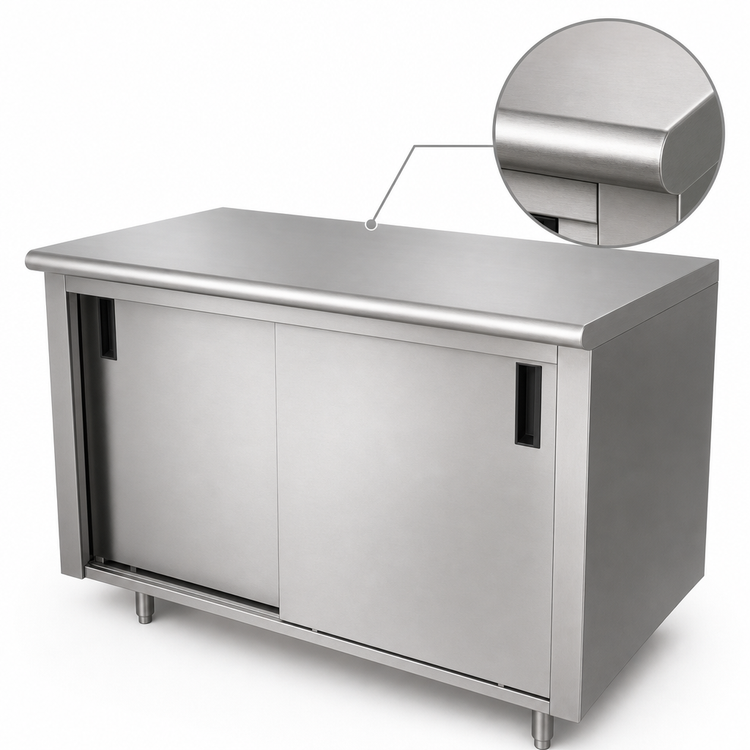 Product image #3 for Advance Tabco 144-Inch x 24-Inch Stainless Steel Enclosed Work Table with Sliding Doors