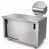 Thumbnail image #3 for Advance Tabco 144-Inch x 24-Inch Stainless Steel Enclosed Work Table with Sliding Doors