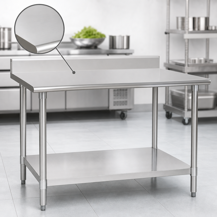 Product image #3 for Eagle Deluxe Series 108-Inch x 24-Inch Stainless Steel Work Table with 4-1/2-Inch Backsplash and Adjustable Undershelf