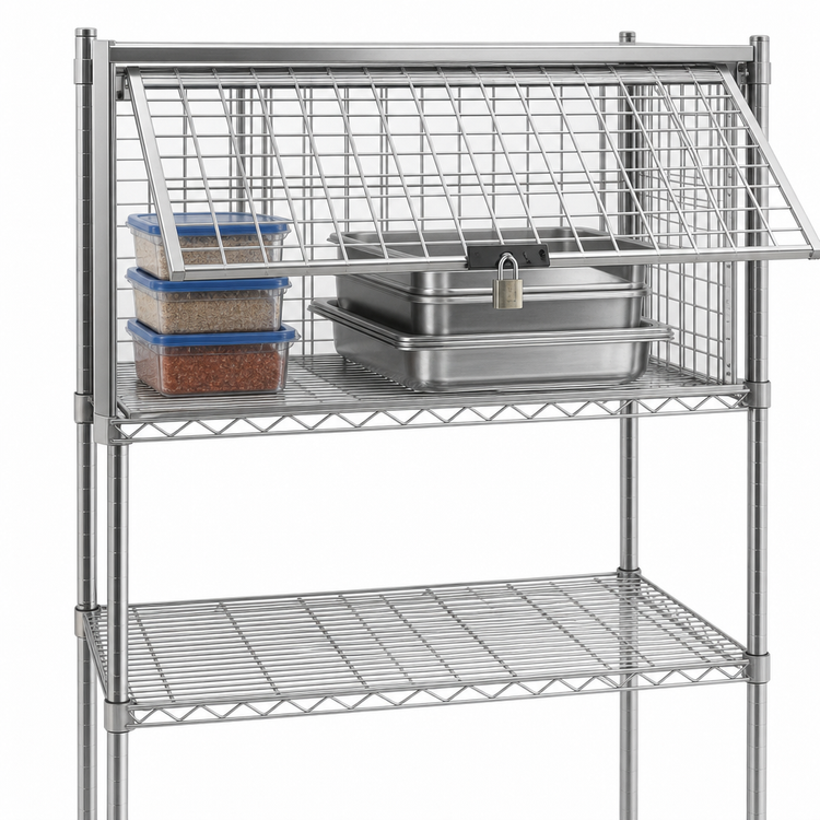Product image #3 for Eagle Group Security Enclosure Kit for Wire Shelving, 36"W x 21"D, Flip-Up Door, Stainless Steel