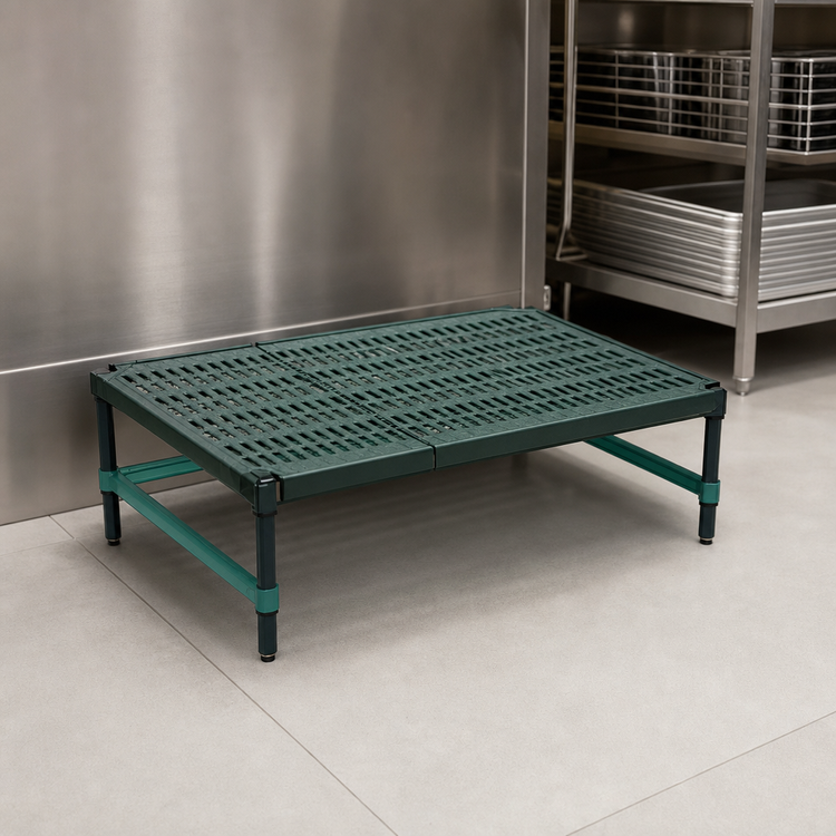Product image #3 for QuadPlus Stationary Dunnage Rack with Louvered Polypropylene Mat, 30 x 21 x 14 Inches, 1000 lb Capacity