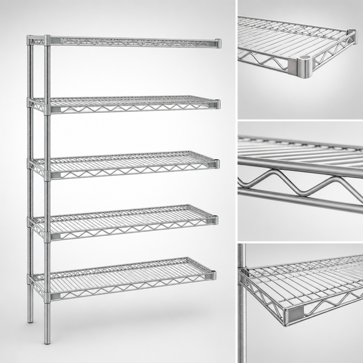 Product image #3 for Eagle Group 5-Tier Add-On Wire Shelving Unit, 60 x 24 x 74 Inches, Chrome-Plated